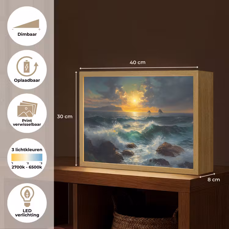 Lightbox - Wandlamp - Zee - Zon - Golven - Rotsen — 10