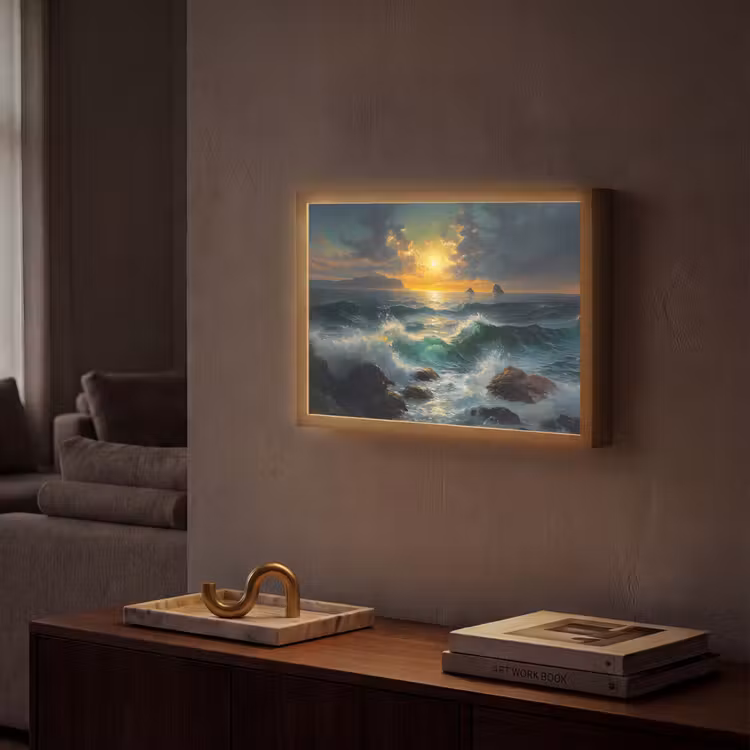 Lightbox - Wandlamp - Zee - Zon - Golven - Rotsen — 2
