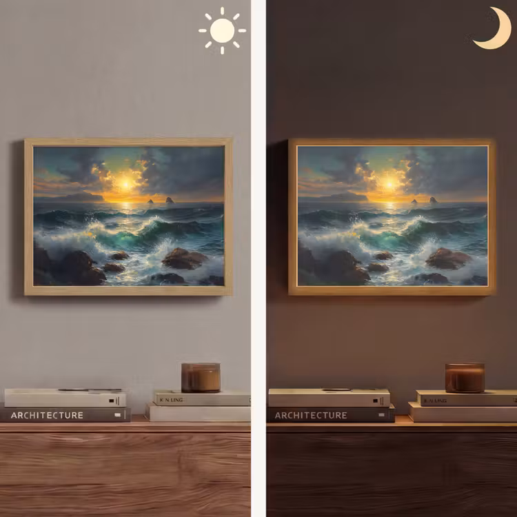Lightbox - Wandlamp - Zee - Zon - Golven - Rotsen — 6