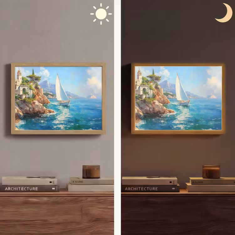Lightbox - Wandlamp - Zeilboot - Rotsen - Kust - Huizen — 6
