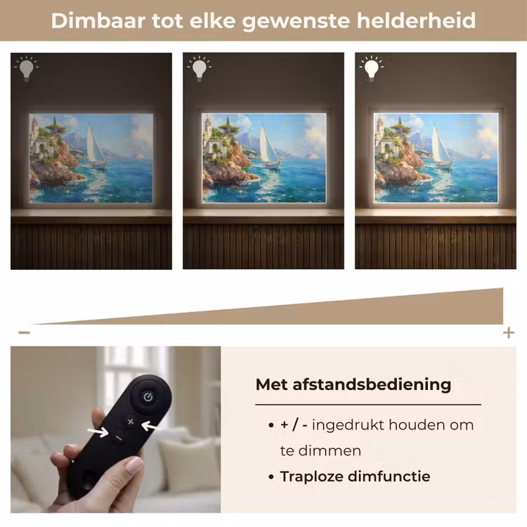 Lightbox - Wandlamp - Zeilboot - Rotsen - Kust - Huizen — 9