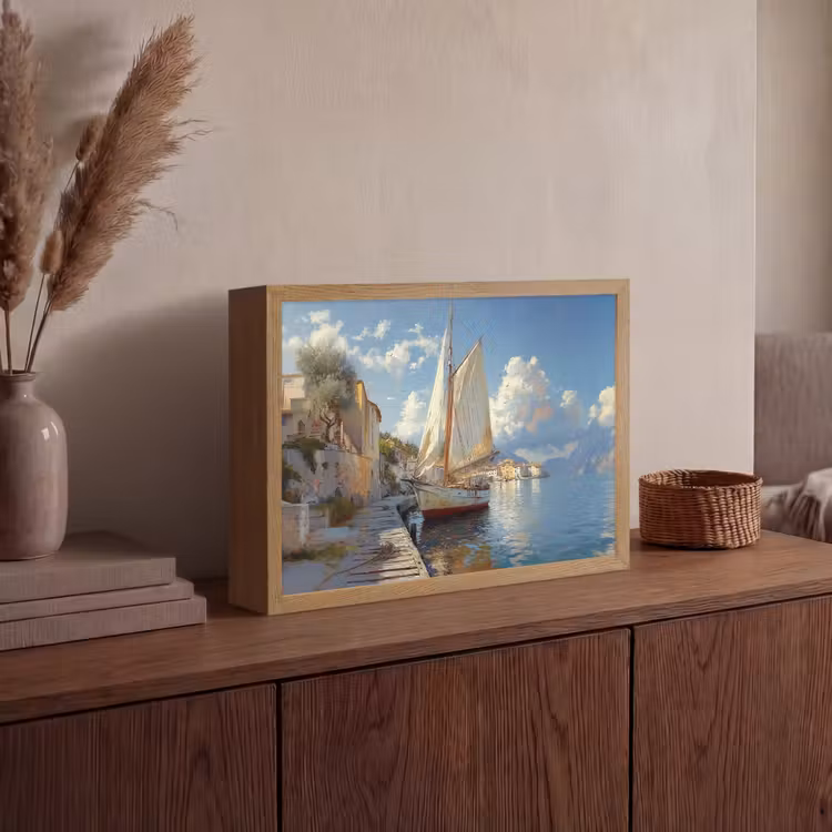 Lightbox - Wandlamp - Zeilschip - Huizen - Kade - Zee — 4