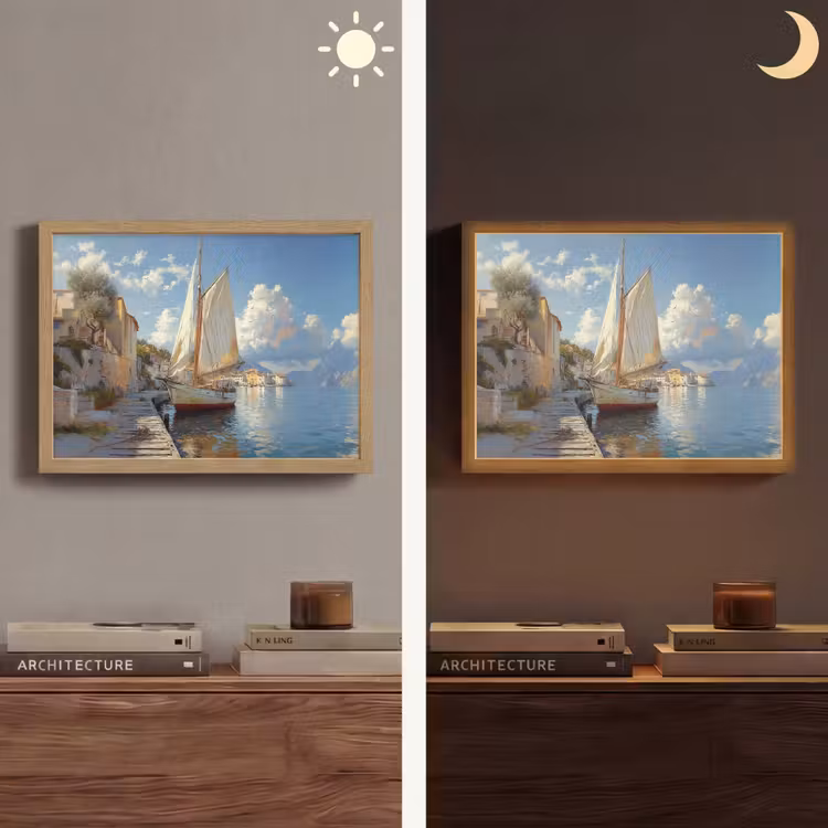 Lightbox - Wandlamp - Zeilschip - Huizen - Kade - Zee — 6
