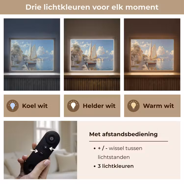 Lightbox - Wandlamp - Zeilschip - Huizen - Kade - Zee — 8