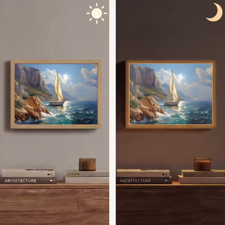 Lightbox - Wandlamp - Zeilschip - Zee - Rotsen - Wolken — 6