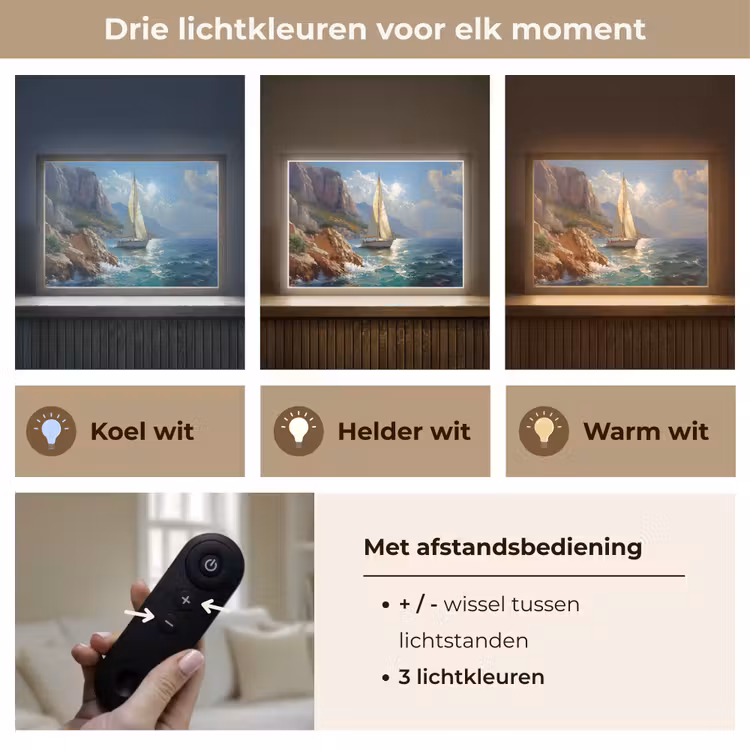 Lightbox - Wandlamp - Zeilschip - Zee - Rotsen - Wolken — 8