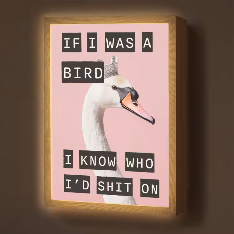 Lightbox - Wandlamp - Zwaan - Vogel - Decoratie - Roze — 1