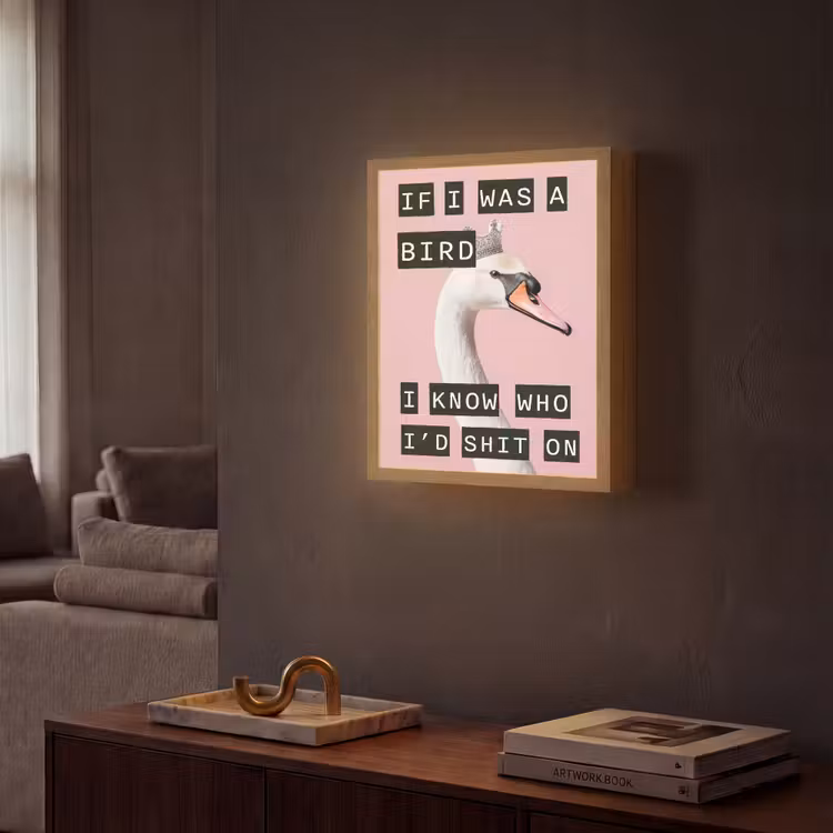 Lightbox - Wandlamp - Zwaan - Vogel - Decoratie - Roze — 2