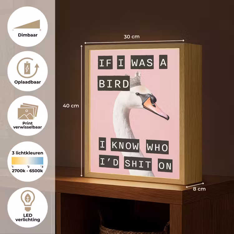 Lightbox - Wandlamp - Zwaan - Vogel - Decoratie - Roze — 9