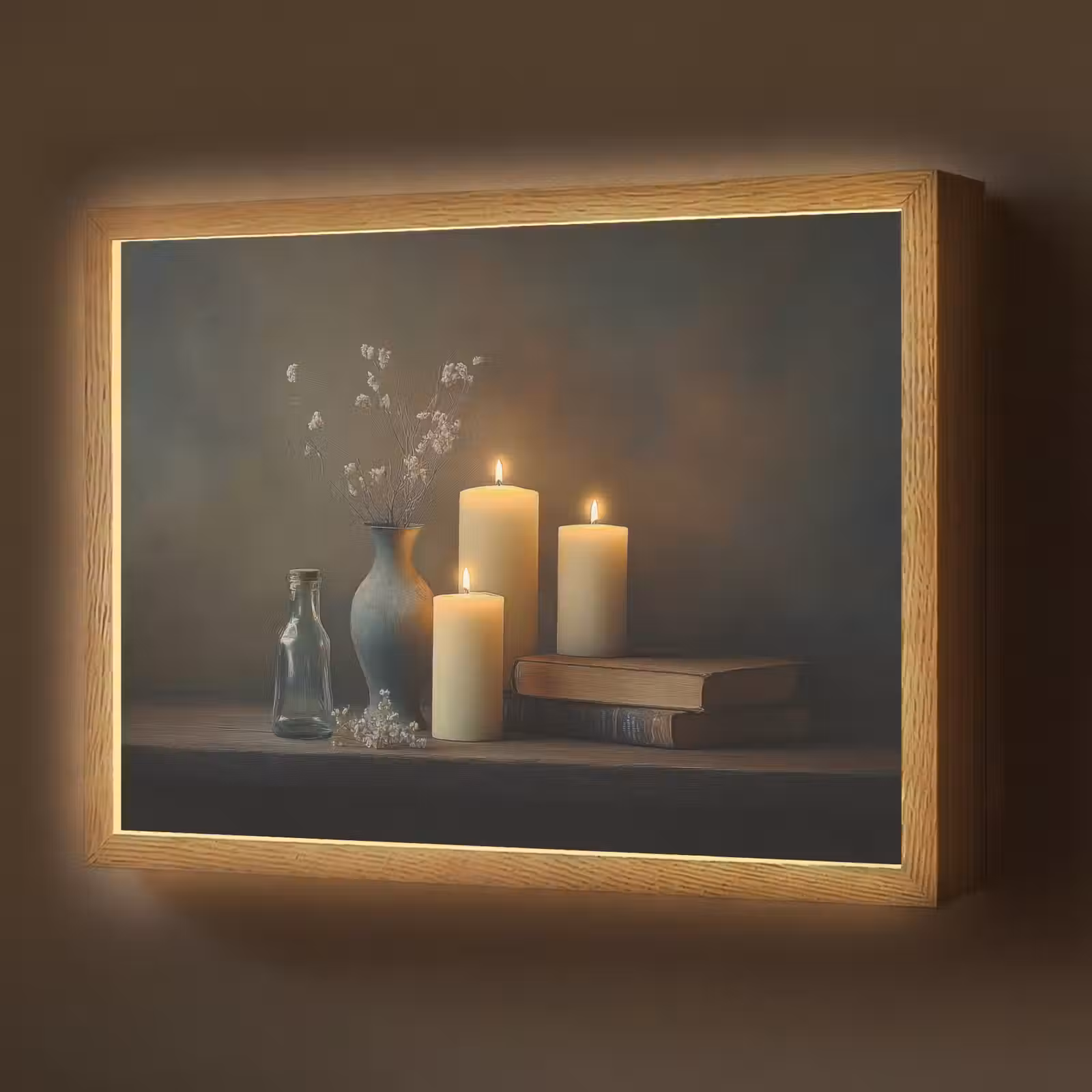 Lightbox - Wandlamp - Kaarsen - Stilleven - Rustiek - Boeken — 1