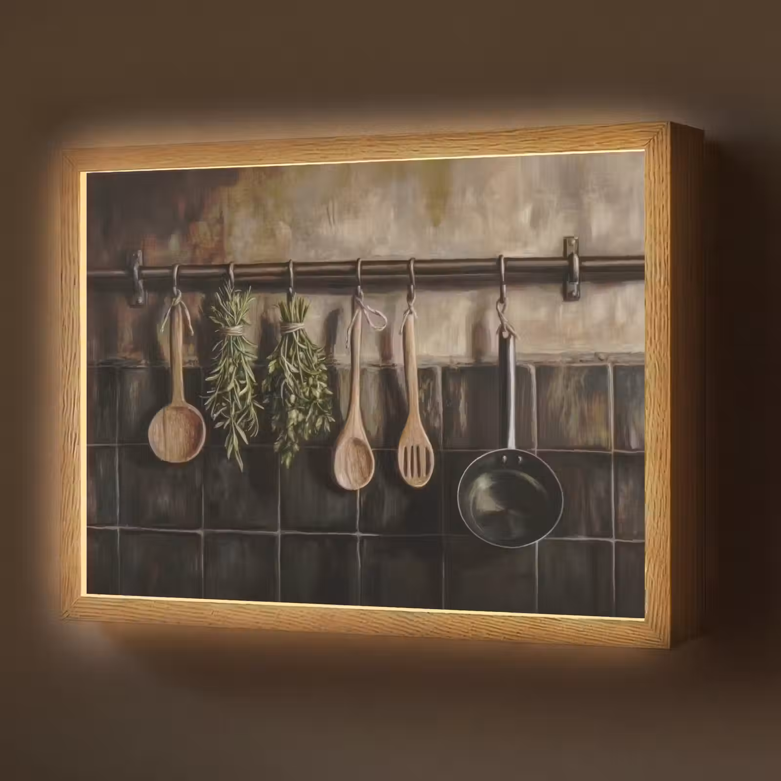 Lightbox - Wandlamp - Keukengerei - Rustiek - Tegels - Kruiden — 1