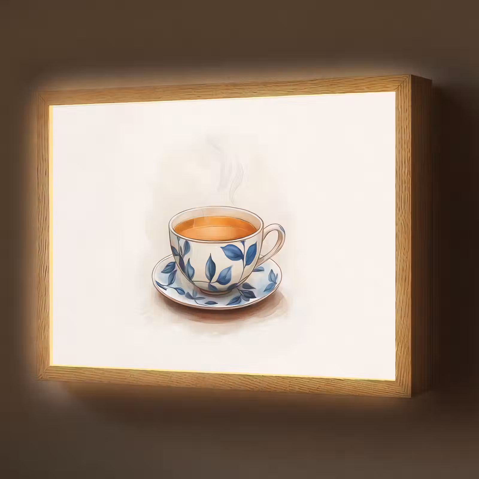Lightbox - Wandlamp - Theekop - Bladeren - Blauw — 1