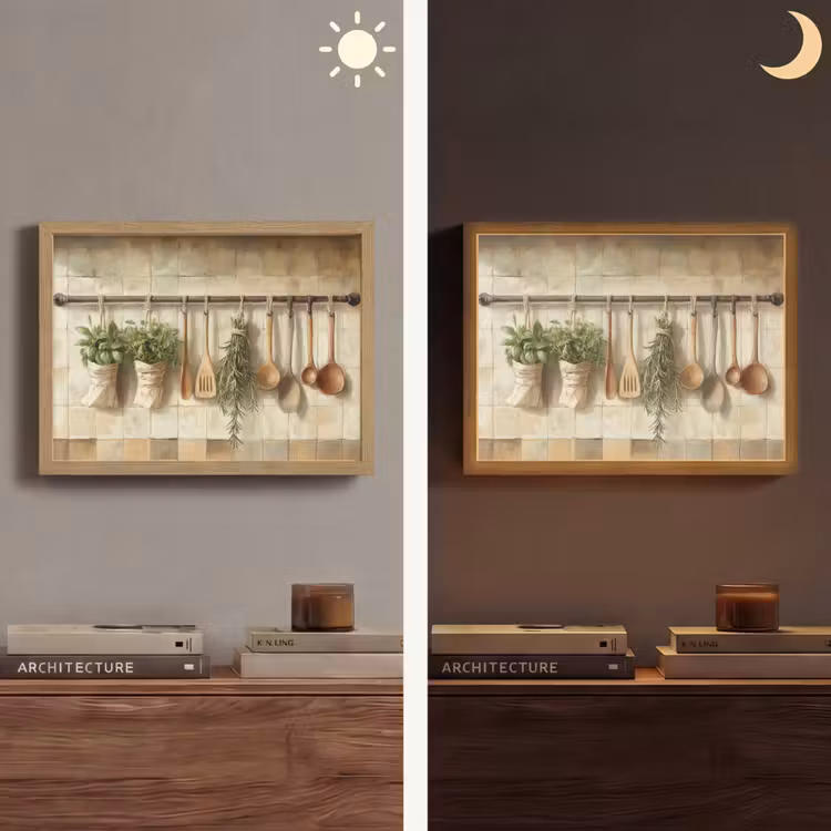 Lightbox - Wandlamp - Hout - Keukengerei - Stilleven - Tegels — 6