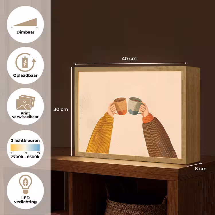 Lightbox - Wandlamp - Illustratie - Mokken - Proosten - Bruin — 10