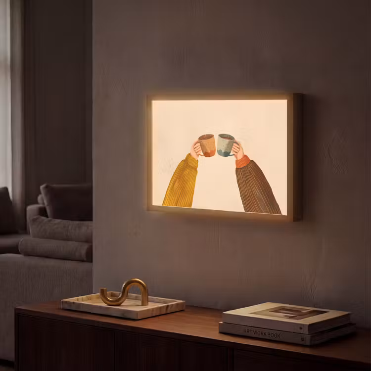 Lightbox - Wandlamp - Illustratie - Mokken - Proosten - Bruin — 2