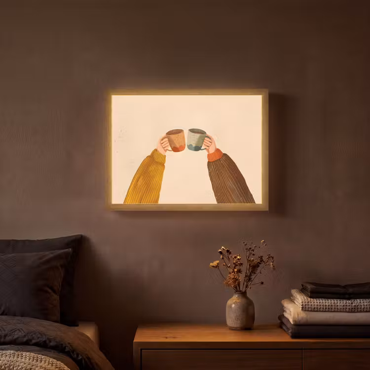 Lightbox - Wandlamp - Illustratie - Mokken - Proosten - Bruin — 3