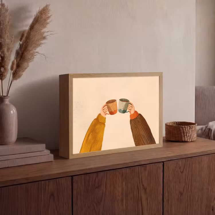 Lightbox - Wandlamp - Illustratie - Mokken - Proosten - Bruin — 4