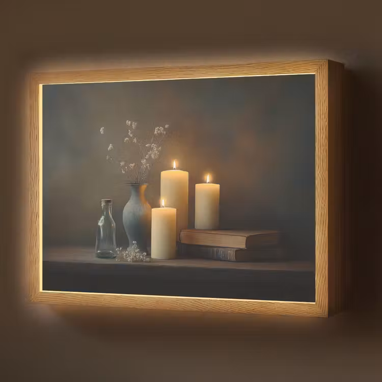 Lightbox - Wandlamp - Kaarsen - Stilleven - Rustiek - Boeken — 1