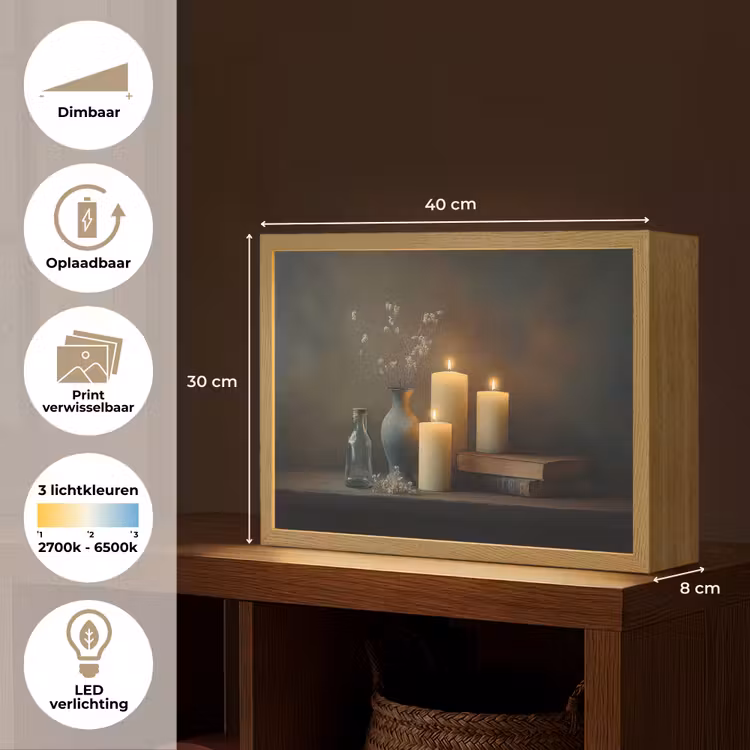 Lightbox - Wandlamp - Kaarsen - Stilleven - Rustiek - Boeken — 10