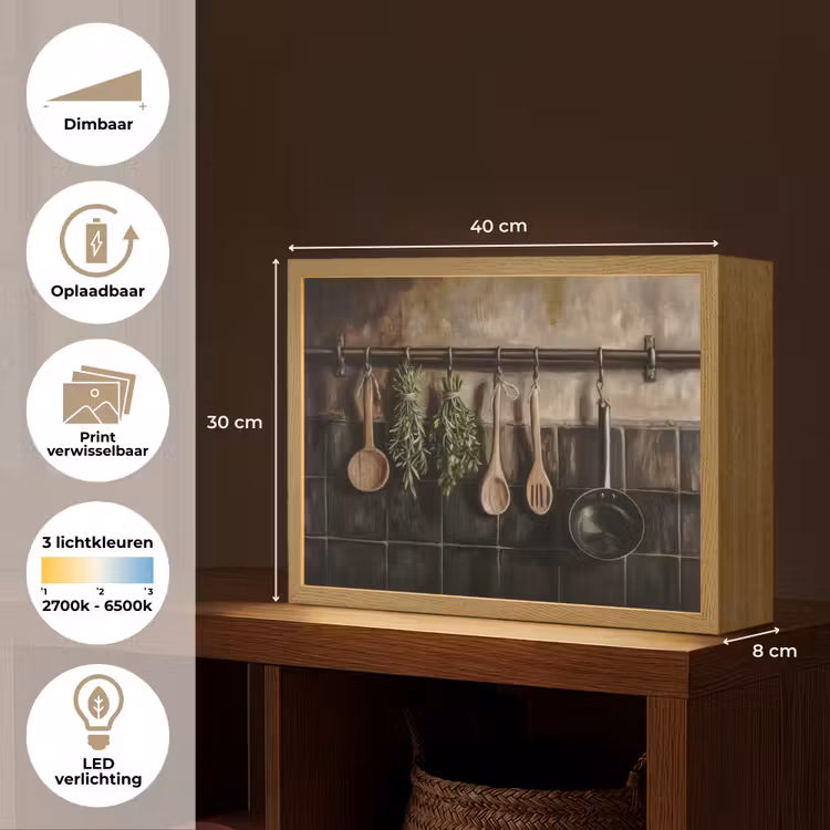 Lightbox - Wandlamp - Keukengerei - Rustiek - Tegels - Kruiden — 10