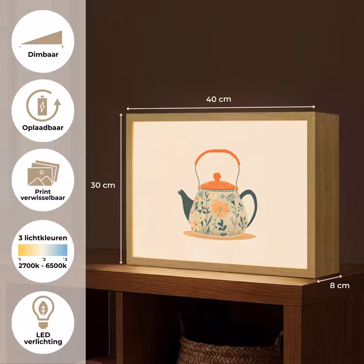Lightbox - Wandlamp - Oranje - Theepot - Bloemen - Bladeren — 10