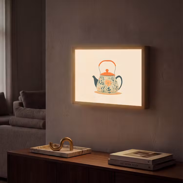 Lightbox - Wandlamp - Oranje - Theepot - Bloemen - Bladeren — 2