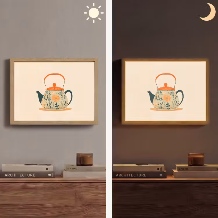 Lightbox - Wandlamp - Oranje - Theepot - Bloemen - Bladeren — 6