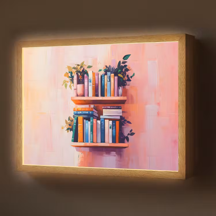 Lightbox - Wandlamp - Planken - Boeken - Bladeren — 1