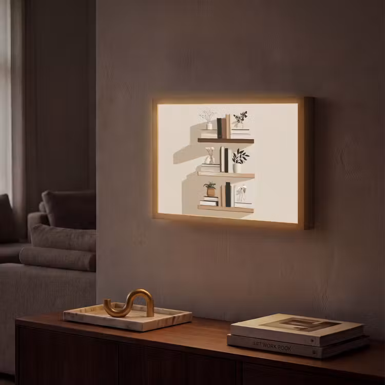 Lightbox - Wandlamp - Plankjes - Boeken - Vaasjes - Planten — 2