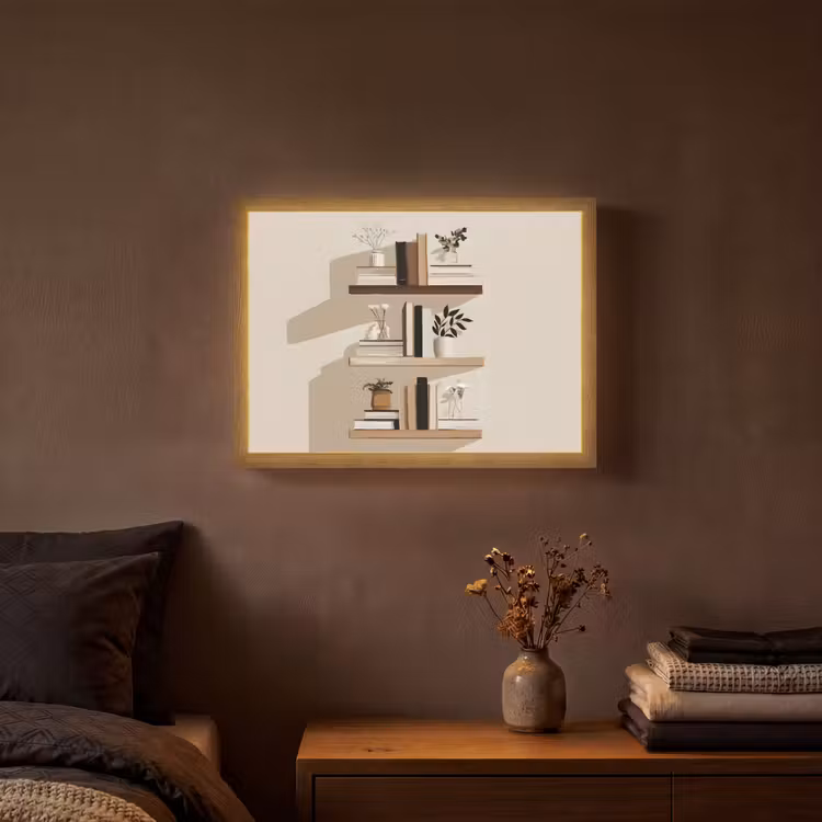 Lightbox - Wandlamp - Plankjes - Boeken - Vaasjes - Planten — 3