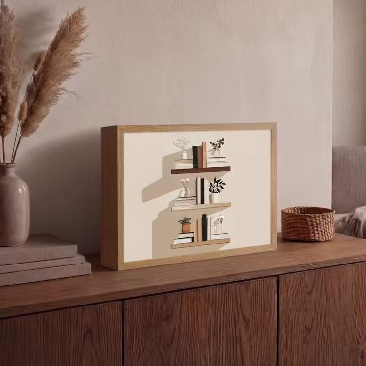 Lightbox - Wandlamp - Plankjes - Boeken - Vaasjes - Planten — 4