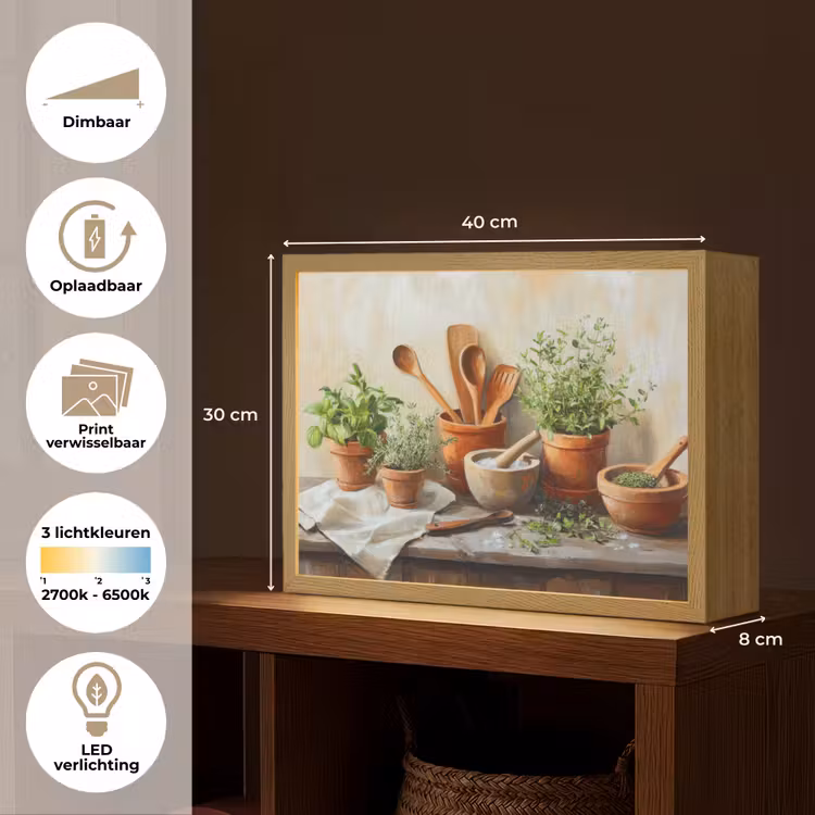 Lightbox - Wandlamp - Potten - Kruiden - Hout — 10