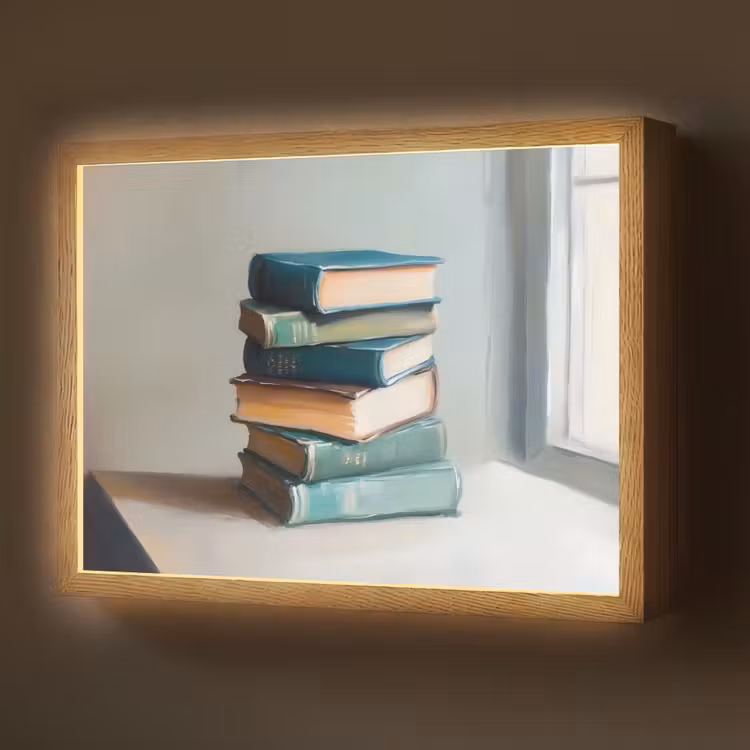 Lightbox - Wandlamp - Stapel - Boeken - Groen - Daglicht — 1