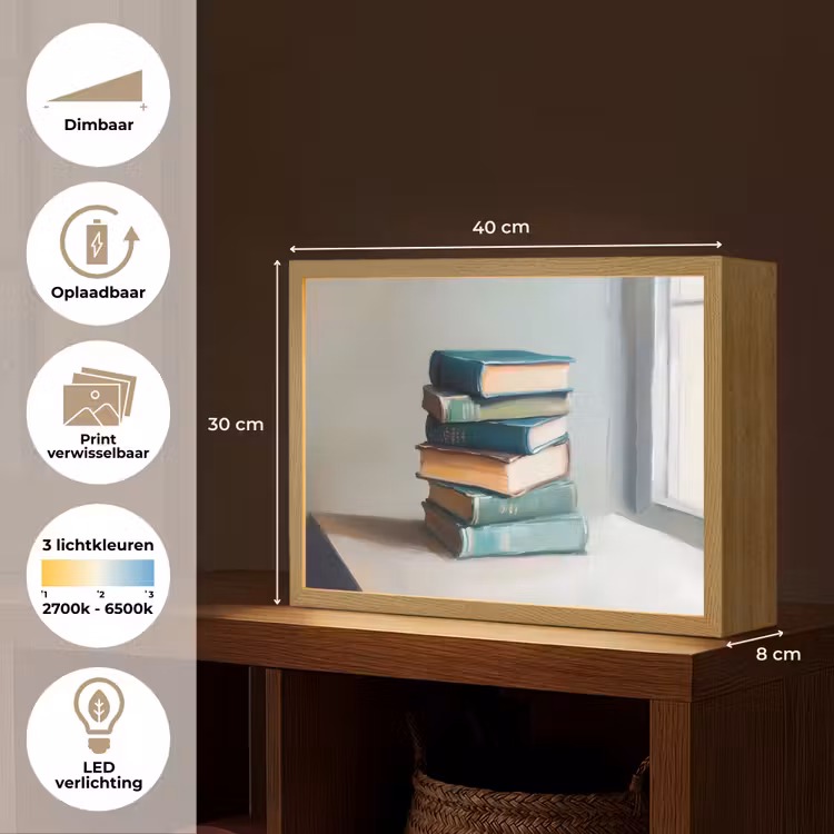 Lightbox - Wandlamp - Stapel - Boeken - Groen - Daglicht — 10