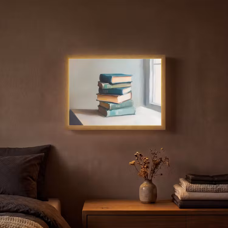 Lightbox - Wandlamp - Stapel - Boeken - Groen - Daglicht — 3