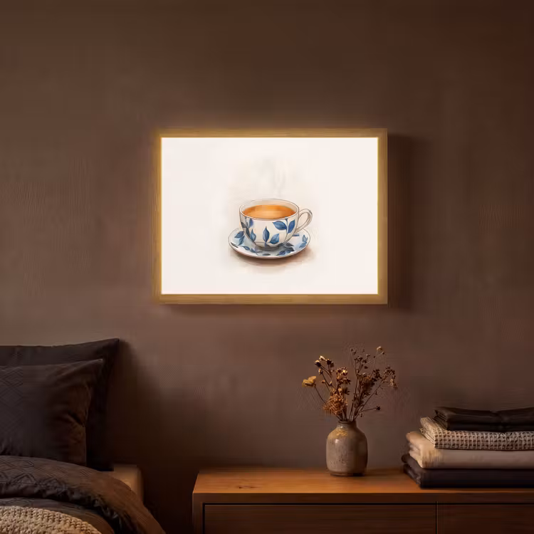 Lightbox - Wandlamp - Theekop - Bladeren - Blauw — 3