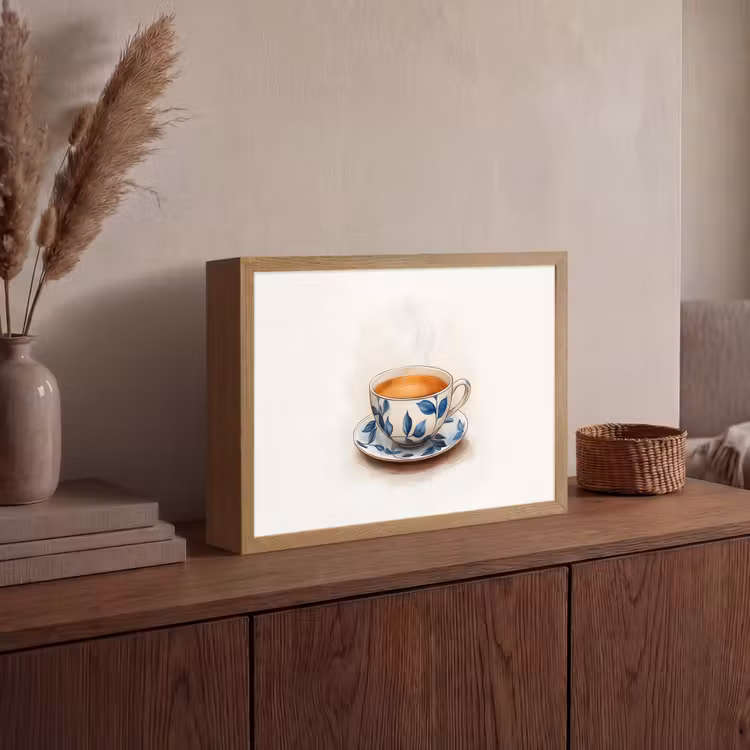 Lightbox - Wandlamp - Theekop - Bladeren - Blauw — 4