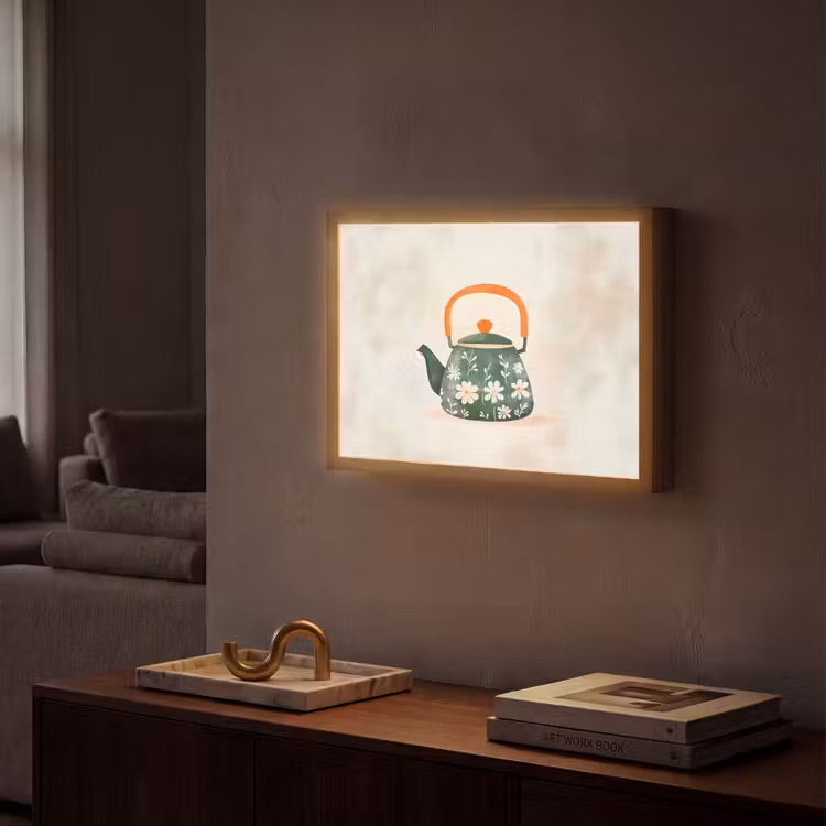 Lightbox - Wandlamp - Theepot - Groen - Bloemen - Oranje — 2