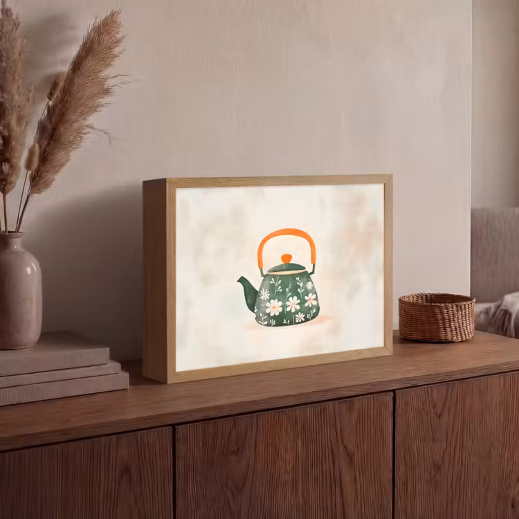 Lightbox - Wandlamp - Theepot - Groen - Bloemen - Oranje — 4
