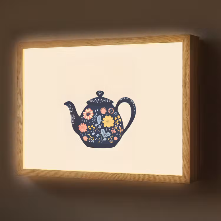 Lightbox - Wandlamp - Theepot - Kleurrijk - Bloemen — 1