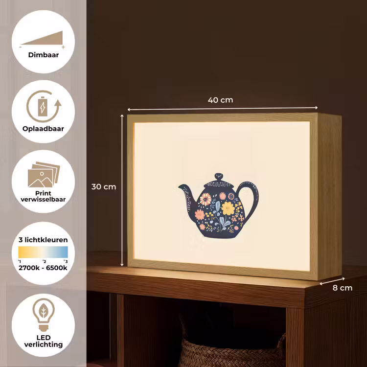 Lightbox - Wandlamp - Theepot - Kleurrijk - Bloemen — 10