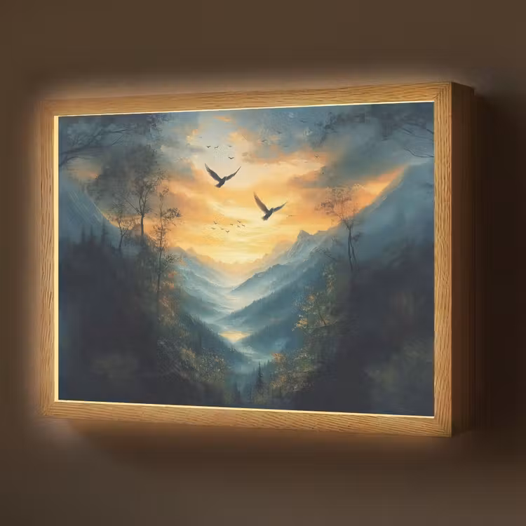 Lightbox - Wandlamp - Vogels - Zon - Bomen - Groen — 1