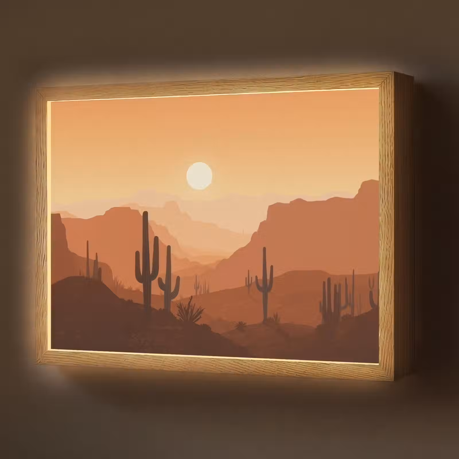 Lightbox - Wandlamp - Landschap - Woestijn - Cactussen - Zon — 1