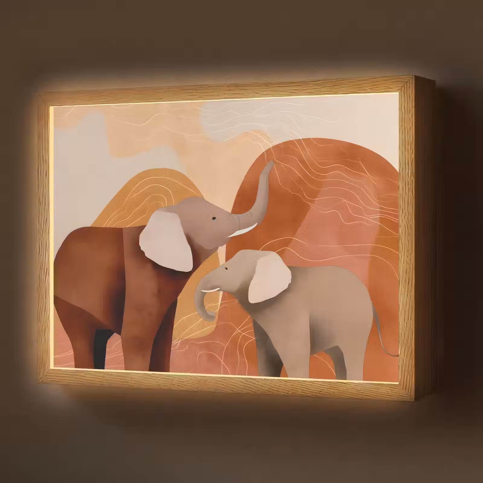 Lightbox - Wandlamp - Olifanten - Oranje - Abstract — 1