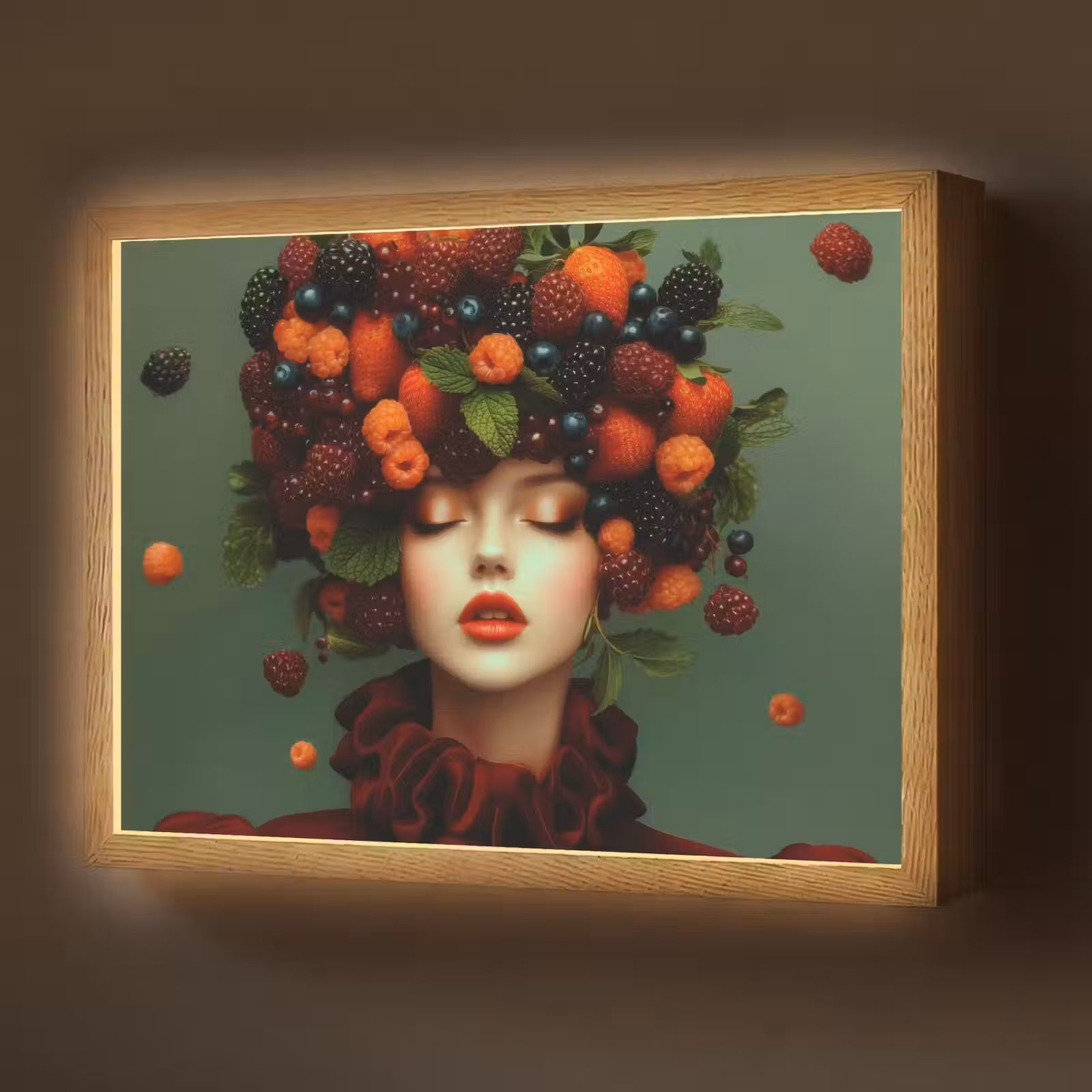 Lightbox - Wandlamp - Vrouw - Aardbeien - Frambozen - Bramen - Bessen — 1