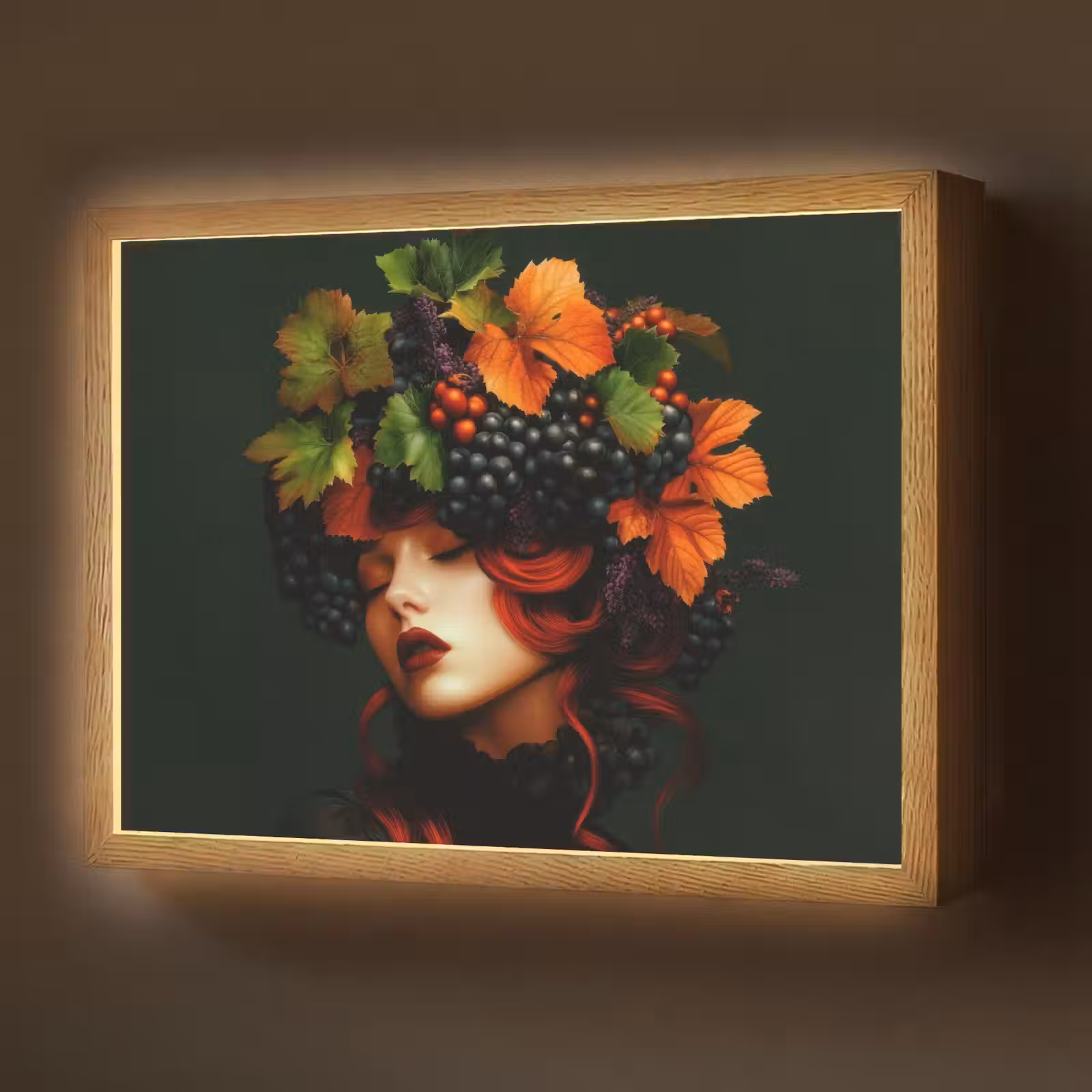 Lightbox - Wandlamp - Vrouw - Rood - Groen - Druiven — 1