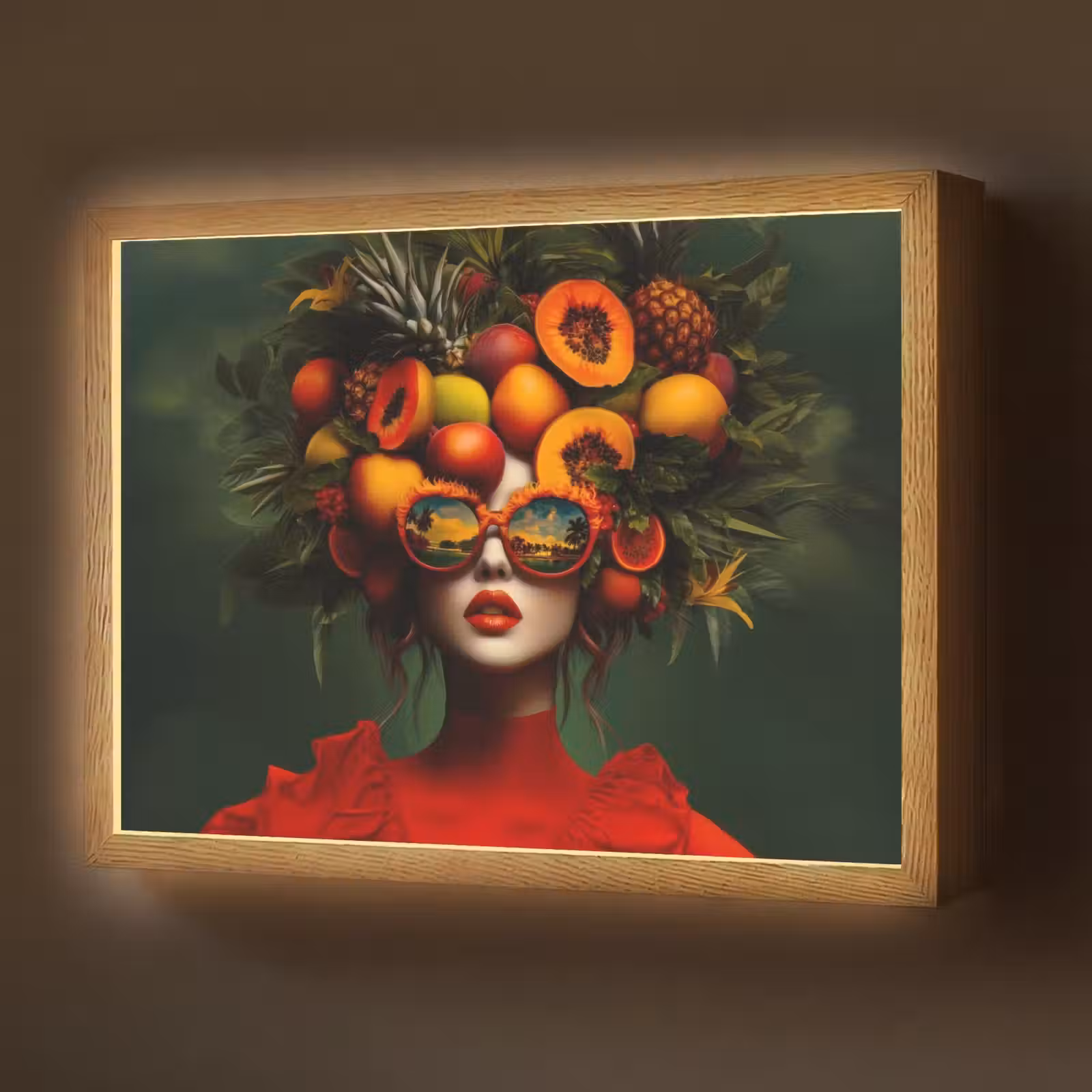 Lightbox - Wandlamp - Vrouw - Vruchten - Papaja - Ananas — 1