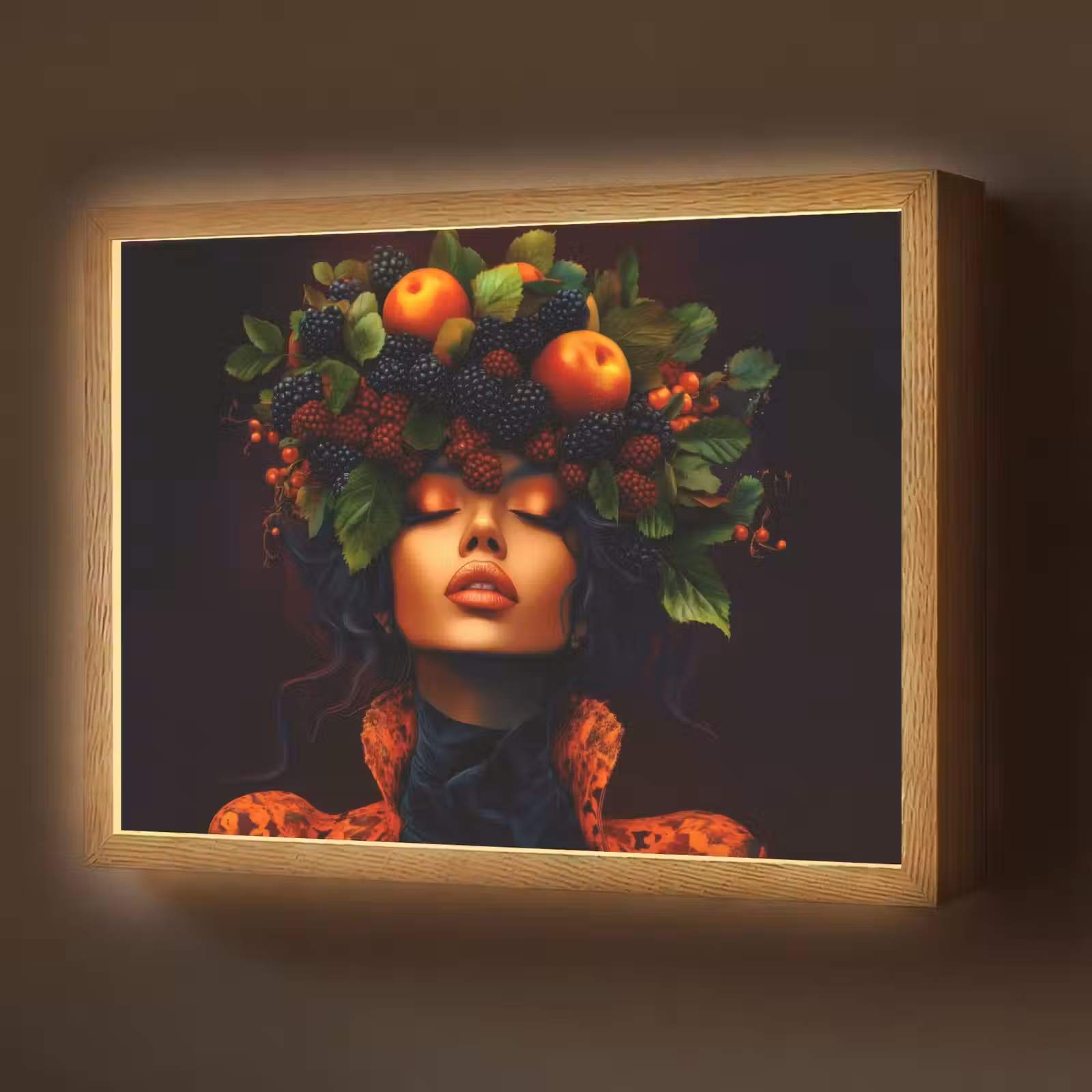 Lightbox - Wandlamp - Vrouw - Zwart - Bessen - Bramen - Appels — 1
