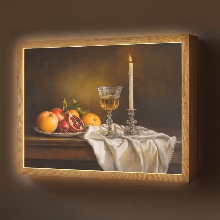 Lightbox - Wandlamp - Fruit - Stilleven - Wijn - Kaars — 1