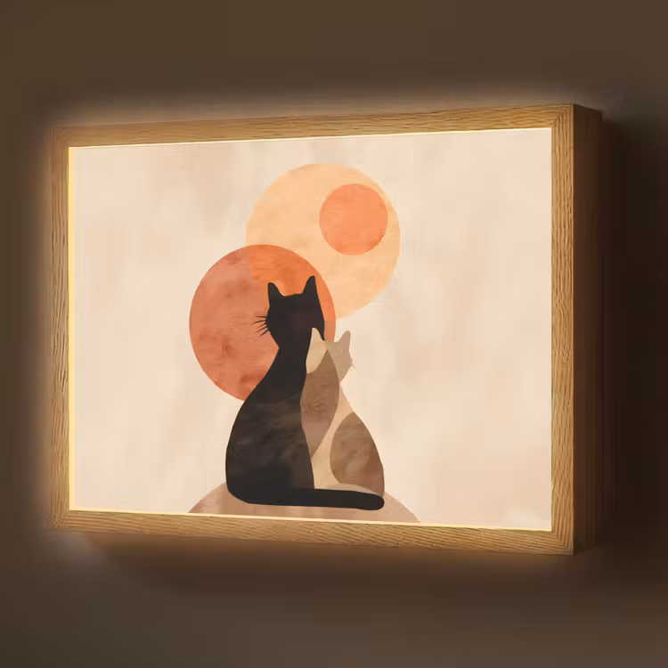 Lightbox - Wandlamp - Katten - Zwart - Abstract - Cirkels — 1